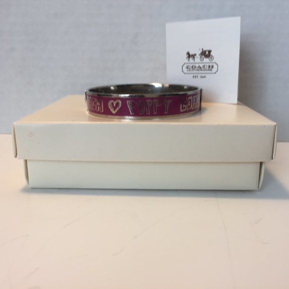 🐎🌸🖤COACH Silver/Pink Poppy Bangle🖤🌸🐎 - Picture 2 of 4